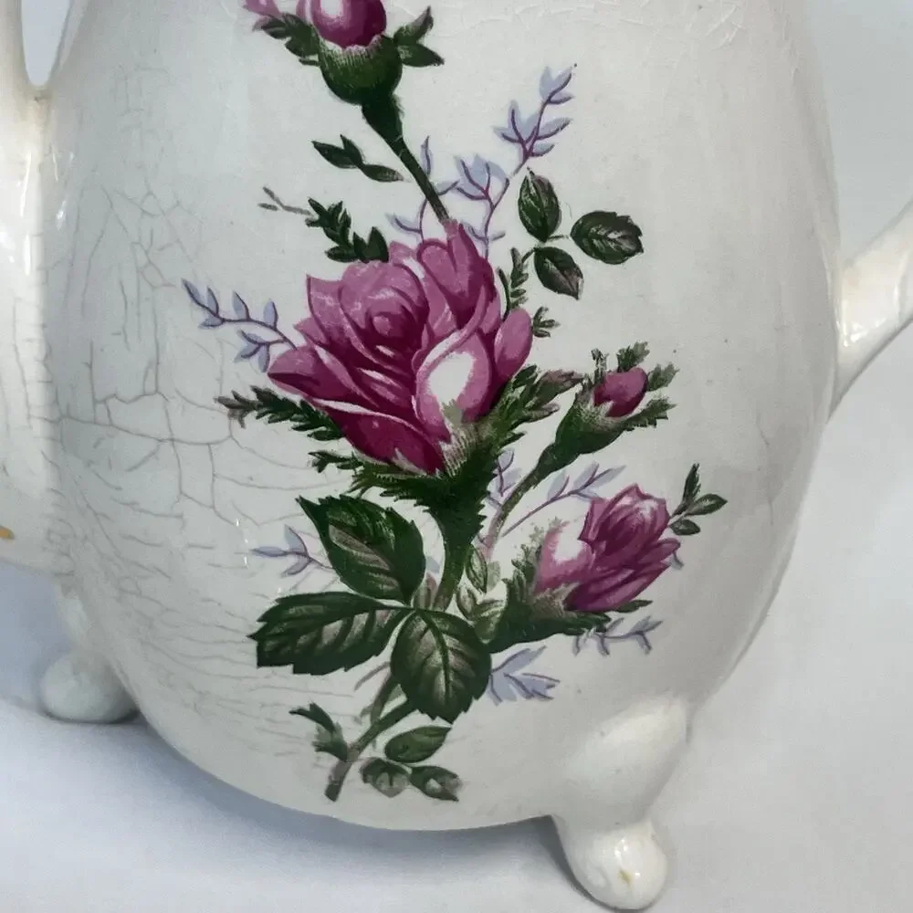 Vintage Electric Porcelain Ceramic Tea Pot Pink Colored Roses Japan *no cord*